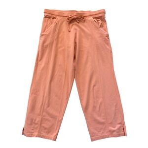 Greensource Women Organic‎ Cotton Spandex Capri Pants Coral Pink Peach Large